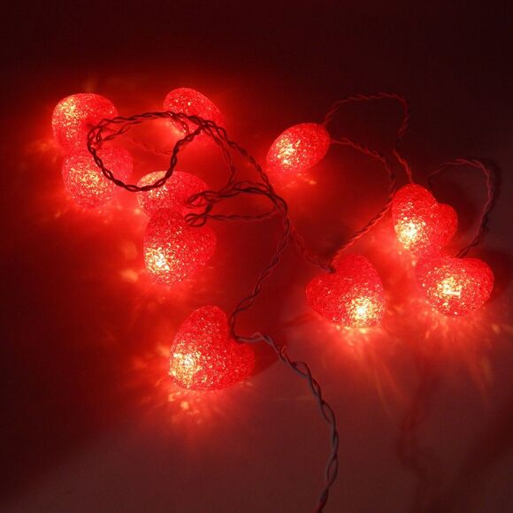 Melted Popcorn Red Hearts String 10 Light Set Replacement Bulbs - Picture 2 of 4